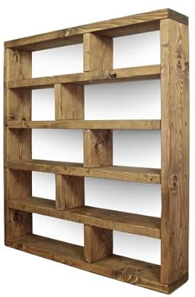 BLU Coast Solid Wood Lover Bookcase, Open Shelf Large Storage Unit for Living Room, Freestanding 5 Tier Organiser – 127cm High - Dark Oak