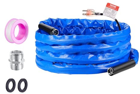 VEVOR Tubo per Acqua Riscaldata da 7,6 m Tubo per Acqua Potabile Riscaldata per Camper con Copertura Ondulata, Protezione dal Gelo Fino a -42,7 ℃ Autoregolante Automatico, Diametro Interno 15,87 mm