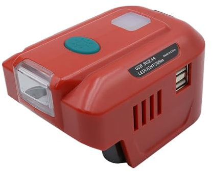 Sarini Spannungswandler für Einhell 18V Akku Wechselrichter DC 18V auf AC 220V Akku Adapter mit 2 USB Port und Arbeitslicht