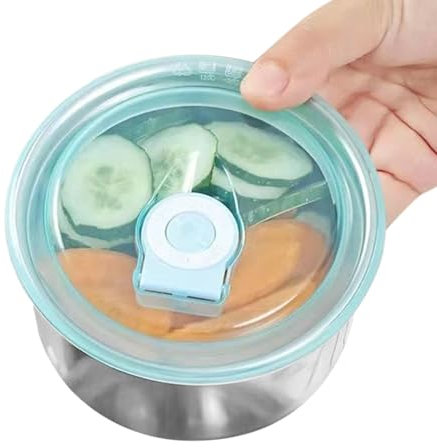 Byeaon Recipientes de acero inoxidable para alimentos, de metal con tapa, a prueba de fugas, seguros y suaves, aptos para horno, frigorífico