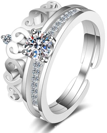 Ayoiow 18 K Ring Damen Weißgold Matt 0.5ct Weiß Rundschliff Labor Angebauter Diamant Ringe Für Damen Weissgold