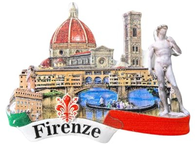 Florence Italy 3D-Kühlschrankmagnet, Souvenir, Geschenk, Kunstharz, handgefertigt, Firenze-Kühlschrankmagnet, Heim- und Küchendekoration, Kollektion