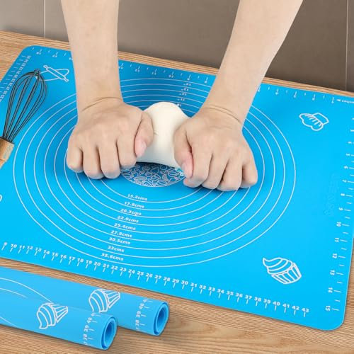 Tapis à Pâtisserie en Silicone Antidérapant,Tapis De Cuisson Silicone,Extra épais et Antiadhésif Tapis de pâte Tapis de pétrissage,Convient à La Fabrication De Macarons,De Pizza(Bleu, 45×65)