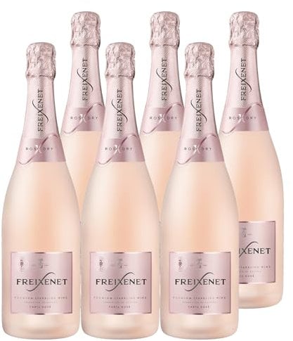 Freixenet Carta Rosé (6 x 0,75 l) – Trockener Sparkling Wine aus Spanien mit Cassis- und Brombeeraromen, erdbeerrote Farbe, aus ausgewählten Weinen, passend zu Vorspeisen und Tapas