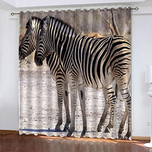 FYRHLH Schiebevorhänge Zebra Vorhang Blickdicht Schlafzimmer Kinderzimmer Verdunkelungsvorhang Thermo Vorhänge Ösenvorhang 2 Stücke Größe:B280 x H175cm