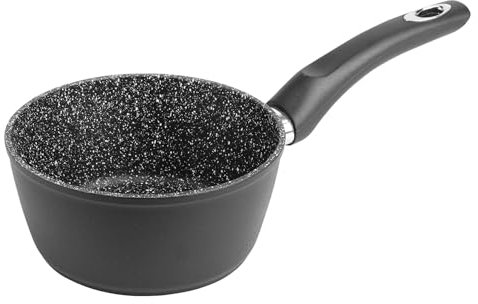 Sitram 711705 Casserole Gamme Granité Ø16 cm en aluminium forgé noir - Revêtement intérieur effet pierre anti-adhérent sans PFOA - tous feux dont induction