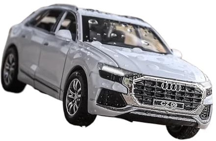 SYYANFEI Auto Modell 1:32 Für Audi Q8 SUV Legierung Auto Simulation Druckguss Metall Spielzeug Fahrzeuge CarSound Und Licht Sammlung Jungen Mädchen Geschen(Weiß)