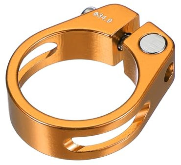 PATIKIL 34.9mm Cycles Bike Seat Post Clamp, Aluminum Alloy Seat Tube Clip Bike Quick Release Clamp for Mountain Bike Road Bike Gear Track Bike Folding Bike Gold