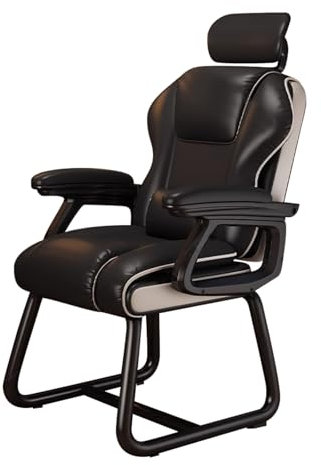 CYQQRDZSW Bürostühle Aus PU-Leder Ohne Rollen, Gaming Sessel mit Mittelhoher Rückenlehne, Schreibtischstuhl, Pc Stuhl, Geeignet für Rezeption, Lobby, Konferenzraum, Wartezimmer(Black)