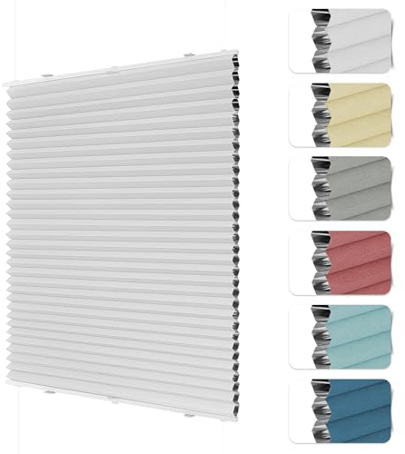 HOMEDEMO Wabenplissee Plissee ohne Bohren Klemmfix Verdunklung Thermo Zweifarbig Weiß 80 x 190cm(BxH) Faltrollo 100% Blickdicht, Sonnenschutz & Schallschutz Plisseerollo für Fenster & Tür