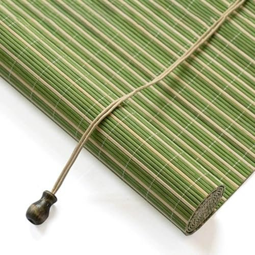 NEXOPKSVCR Bambus jalousien innen ohne Bohren,Bambus Rollo aussenbereich 90 100 110 120 150 160cm breit Natur,Bambus raffrollo weiß,sichtschutz Rollo Fenster Sonnenschutz für Terrasse Balkon(Green)