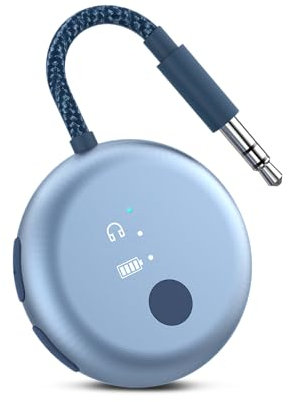 Avantree SoundJet R1 – Adaptateur Avion Bluetooth pour Écouteurs & AirPods pour Voyages, aptX Adaptive, Batterie de 20h, Transmetteur Audio sans Fil avec Puce Qualcomm - Bleu Ciel
