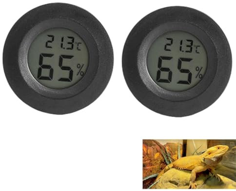 Mini Digital Hygrometer Thermometer, Reptile Digital Humidity Temperature Monitor, Round LCD Display for Lizard,Spider,Tortoise, Greenhouse and Babyroom