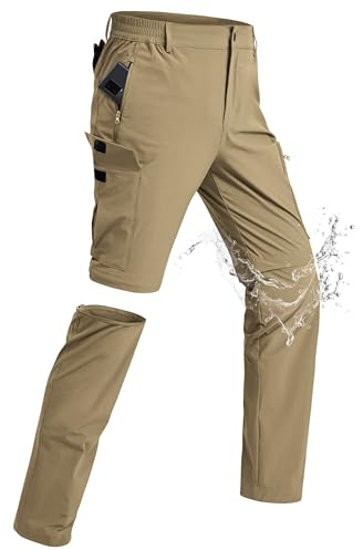 xtuwkzo Wanderhose Herren Zip Off Abnehmbar Leicht Arbeitshosen Männer Kurz Wasserdicht Trekkinghose Herren Schnell Trockend Multi Taschen