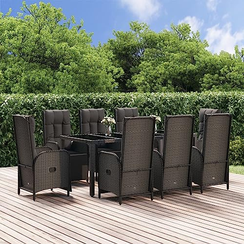 Festnight Rattan Gartenmöbel Set 8 Personen Verstellbar Gartenmöbel Set 8 Stühle mit Tisch Sitzgruppe Outdoor mit Hochlehner Terrassenmöbel Außen Garten Essgruppe Gartentisch mit Stühlen Set