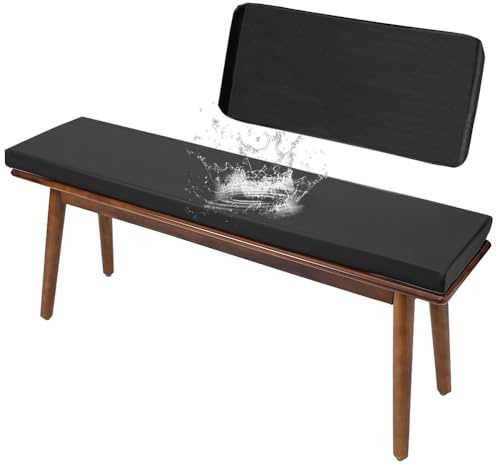 Generisch 5cm Dicke Outdoor Sitzkissenbezug, Wasserdicht rutschfest Bezug-Bankkissen Bankauflage, Polyester Sitzkissen Ersatzbezug mit Reißverschluss für Sitzauflage Gartenbank,Schwarz,120x60x5cm