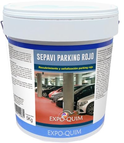 EXPOQUIM Pintura para SUELO de GARAJE, aparcamiento y parkings ANTIDESLIZANTE y RESISTENTE a la ABRASIÓN — Sellador de superficies RESISTENTE al AGUA con acabado PROFESIONAL (ROJO, 5 KG)
