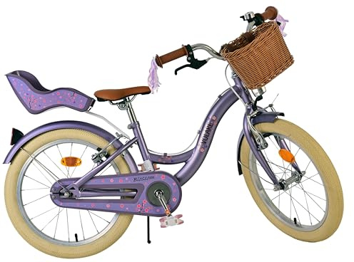 Volare Blossom Kinderrad Mädchen, 12-14-16-18 Zoll, 3-7 Jahre | 2 Handbremsen, Abnehmbare Stützräder, Puppensitz, Frontkorb, Reflektoren, Verstellbarer Sattel
