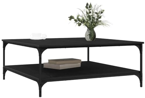 vidaXL Coffee Table Black oak 100 x 100 x 40 cm Engineered Wood, Ample Storage, Industrial Coffee Table, Modern Living Room Furniture, Functional Rectangular, Stylish Urban Centerpiece