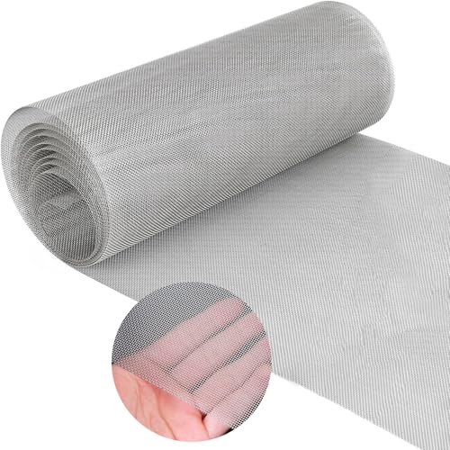 Drahtgitter Feinmaschig 1mm Maschenweite 40 x 200cm, 304 Edelstahl Maschendraht Metallgitter als Volierendraht, Kaninchendraht, Wühlmausgitter für Insekten Garten (20 Mesh)