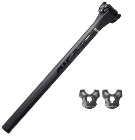 TONIXY Carbon-Sattelstütze, Fahrradsattelstütze, 400 mm Länge, mit 0 mm Offset, für Rennräder und Mountainbikes, leichtes T800-Material