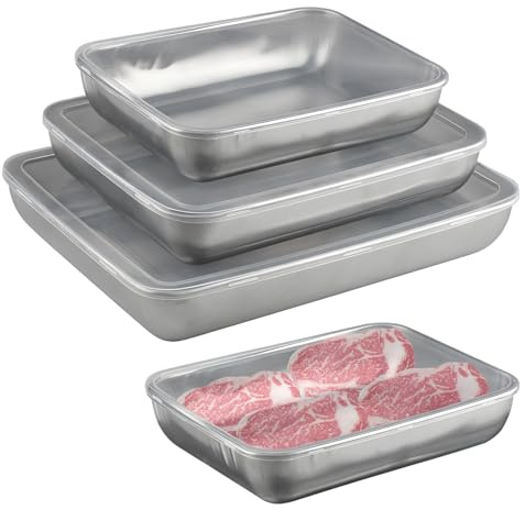 imposyu 3x Boite Congelation Alimentaire Boîtes de Conservation Alimentaire | Acier Inoxydable, Boite de Rangement Cuisine avec Couvercle pour Cuisine et Congélateur