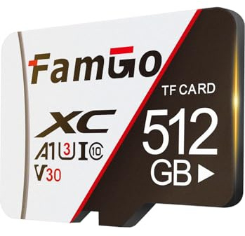 FamGo Cartes mémoire micro SD FamGo de 512 Go, carte SD, vidéo UHD pour GoPro, caméra d'action, caméra 4K Pro, Smartphone