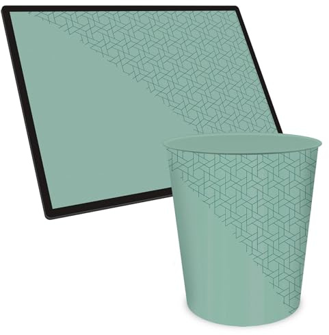 itenga Business Office Serie Schreibtisch-Set 2-teilig – Schreibunterlage 40x53cm und Papierkorb 15L (eukalyptus)