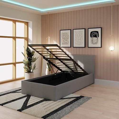 3ft End Lift Ottoman Silver Grey Single Fabric End Lift up Storage Bed