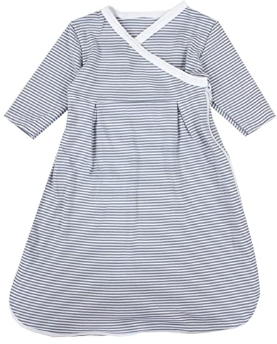 TupTam Langarm Innenschlafsack – Baby Schlafsack mit Ärmeln, Ganzjahresschlafsack aus Baumwoll-Jersey – Unisex, Farbe: Streifenmuster Grau, Größe: 74-80