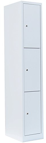 Lüllmann 3 Fächer Schließfachschrank komplett montiert weiß 180x31,5x50cm (HxBxT) Wertfachschrank Fächerschrank Spind Umkleideschrank 520317