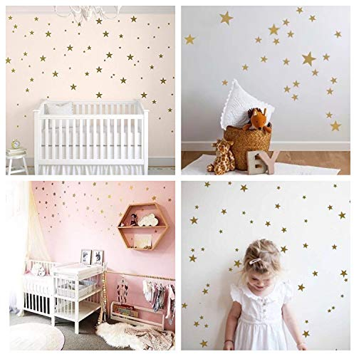 WandSticker4U®- 82x Wandtattoo Sterne in GOLD I Wandsticker Kinderzimmer Sterne Aufkleber Kinder I Wanddeko Sternenhimmel Schwarz/Silber/Gold für Wände und Möbel (C. Sterne: Gold)