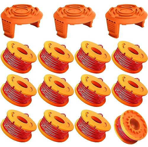 TOPEMAI Bobina di ricambio per decespugliatore WG154 WG163 WG160 WG180 WG175 WG155 WG151 WA0010 (12 bobine + 3 tappi)