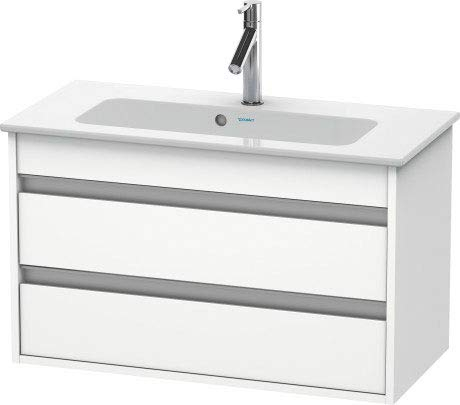 Duravit Ketho Waschtischunterschrank wandhängend Compact 6453, 2 Schubkästen, inkl. Siphonausschnitt und Schürze, 800mm, für ME by Starck 234283, Farbe (Front/Korpus): Leinen - KT645307575