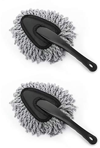 MoKo 2 Pack Car Cleaning Brush, Car Cleaning Brush, Soft Microfiber Detail Brush, Dust Wiping Tool, for Auto SUV Bicycle Home Indoor and Outdoor - Gray