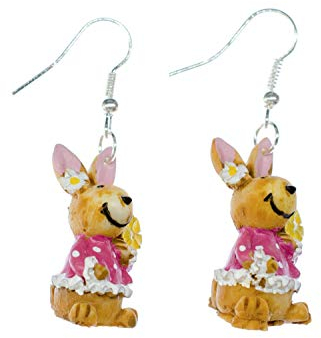 Miniblings Hase Ohrringe Hasenohrringe Ostern Häschen Kaninchen Osterhase ROSA - Handmade Modeschmuck I Ohrhänger Ohrschmuck versilbert