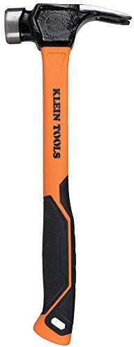 Klein Tools 832-26 Lineman's Claw Milled Hammer, 26-Ounce, Fiberglass Handle, Heavy Duty for Utility Poles, Milled Face, High Visibility Orange
