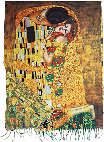 Schal Viskose Doppeldruck Klimt Der Kuss Geschenk Frau Geburtstag Weihnachten Kunst Mode Stola Schal Pashmina Schultertuch