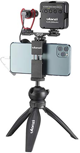 ULANZI Vlog Kit Extra: MT-03 Tripod + ST-02S Phone Holder + VM-Q1 Microphone + VL49 LED Lamp + PT-2S Dual Cold Shoe Mount