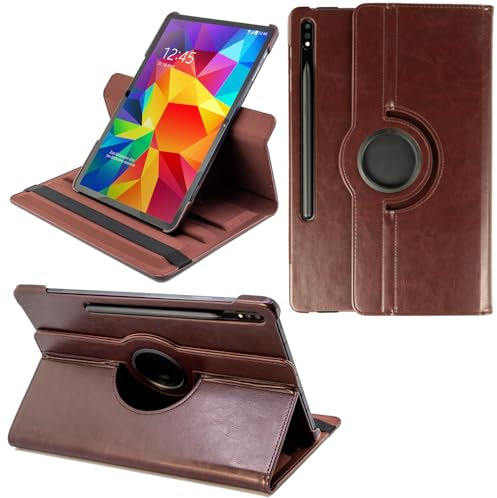COOVY® 2.0 Etui pour Samsung Galaxy Tab S7 + Plus 12.4 SM-T970 SM-T975 SM-T976 Coque de Protection Rotation 360° Smart Housse Cover Case Stand Auto Réveil/Sommeil | Marron