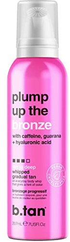 b.tan Dark Gradual Self Tanner Whip | Plump Up the Bronze - Daily Aerosol Foam to Build a Deep, Bronzed Everyday Glow, Enriched With Hyaluronic Acid + Guarana For Plump, Juicy Skin, 207ml