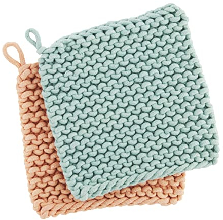 Mud Pie Set di presine per uncinetto pastello, rosa, 20,3 x 20,3 cm