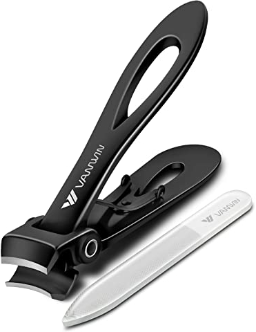 VANWIN Nagelknipser, 16mm Breite Kieferöffnung Zehennagelknipser für Dicke Nägel mit Glasnagelfeile, Robuster Großer Fingernagelknipser aus Edelstahl mit Scharfer Gebogener Klinge für Senioren Männer