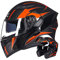 Motorrad Modularer Helm mit doppelter Anti-Fog-Linse Motorrad helme D.O.T Integralhelm Moped Roller Klapphelm Schutzhelm für Herren & Damen (Schwarz-Orange Kohlefaserstruktur) (63~64cm XXL)