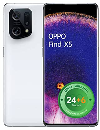 OPPO Find X5 Smartphone - Écran AMOLED de 16,63 cm (6,55 pouces), 8 Go de RAM, 256 Go de mémoire interne, triple appareil photo 50 mégapixels, batterie 4800 mAh + chèque Amazon, blanc