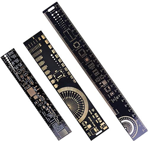 DAOKAI Multifunktionales PCB Lineal 15/20/25 cm(5,9/7,8/9,8 in) Messwerkzeug 3 Größen Widerstandskondensator Chip IC Messwerkzeug für Elektroniker PCB-Lineal-Kit(3 STÜCKE)