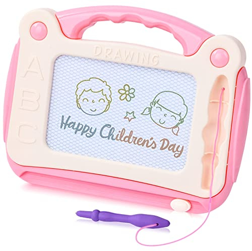 OSDUE Magnetische Maltafel Zaubertafel, Magnettafel für Kinder, Magnetische Zaubertafeln 21x16 cm, Weihnachts/Neujahrs Geschenk für ab 3-6 Jahre Mädchen Jungen (Rosa)
