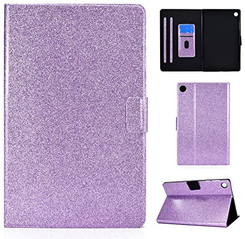 LMFULM® Étui pour Lenovo Tab M10 3rd Gen TB-328F (10,1 Pouces) Scintillant PU Cuir Cas Flip Coque Protection avec Veille/Sommeil Stand Housse Case Scintiller et Briller Violet
