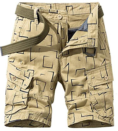 Cargohose Herren Kurz Arbeitshose Herren Winter Gefüttert Herren Mode Casual Plaid Camouflage Multi Pocket Reißverschluss Schnalle Cargohose Outdoor Shorts Tooling Shorts Cargo Arbeitshose Herren