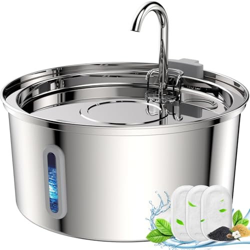 TOMXCUTE Fontaine a Eau Chat INOX (Acier Inoxydable, Robinet Fontaine à Eau pour Chat)